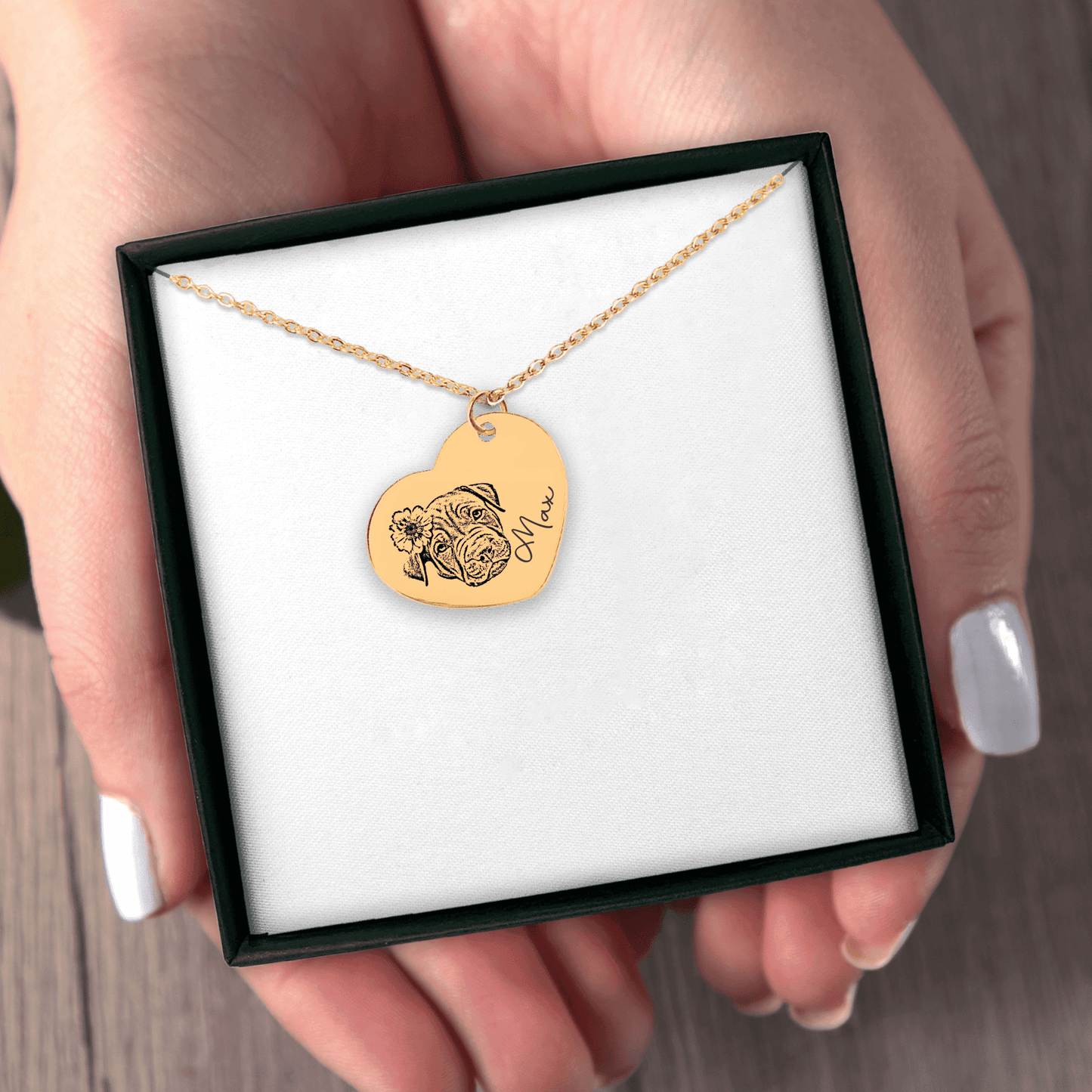 Customized Pet Portrait Heart Necklace