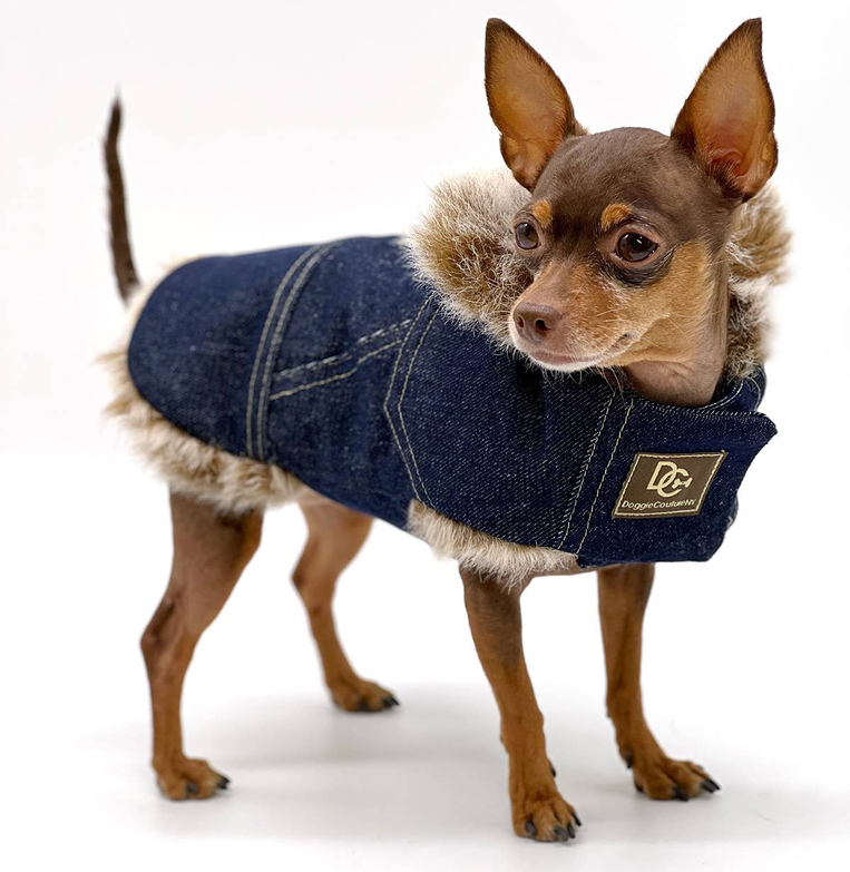 DCNY Pet Faux Fur Denim Coat